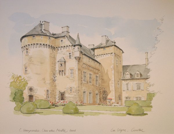Акварельный скетч замки Луары
