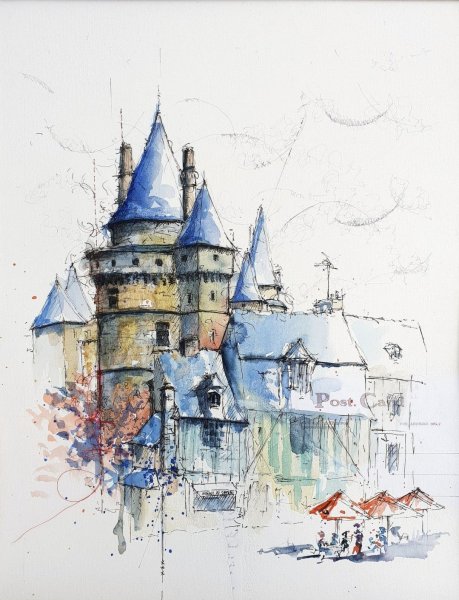 Замок акварелью
