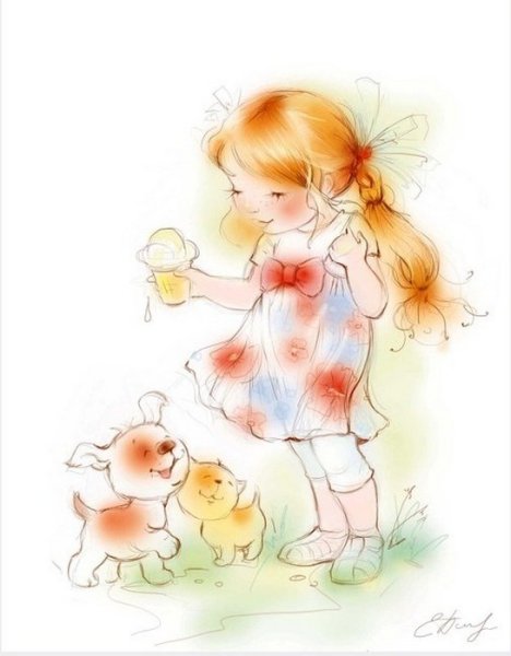 Семья акварель