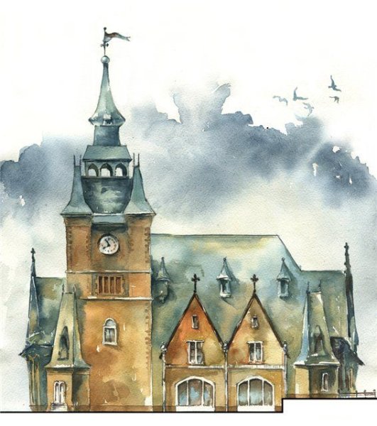 Замок акварелью