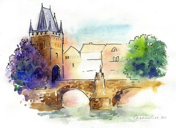 Прага Карлов мост скетч