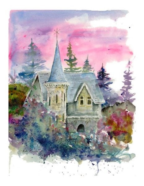 Замок акварелью