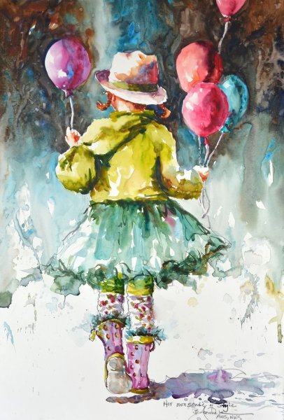 Сказочный домик акварелью