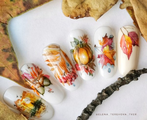 Акварельный осенний маникюр