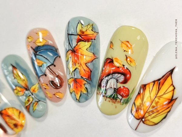 Роспись ногтей осень