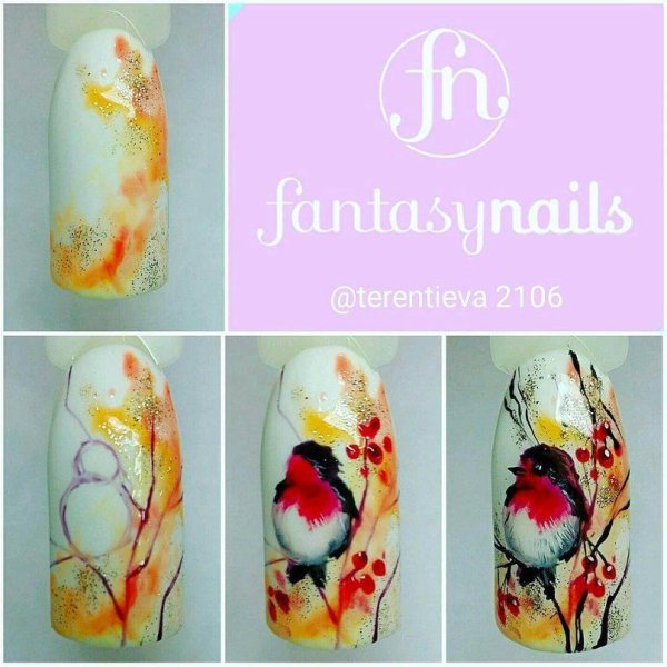 Осень на ногтях пошагово