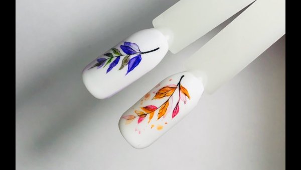 Акварель на ногтях осень