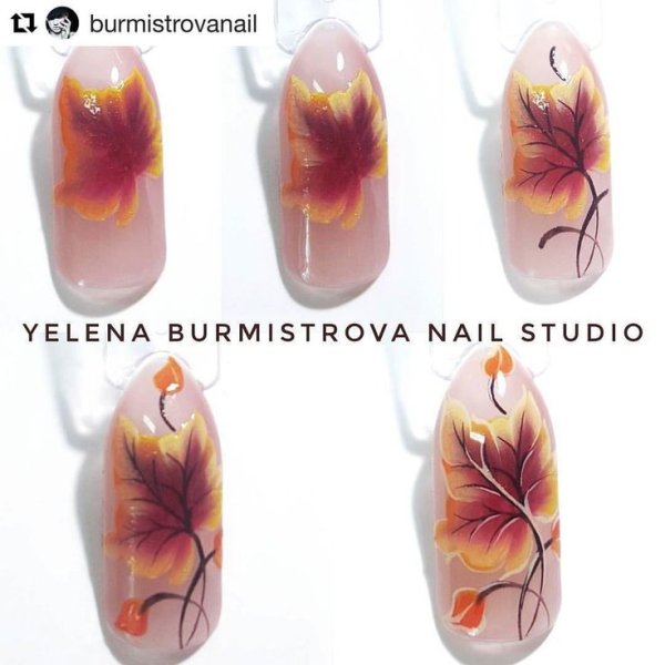 Маникюр с акварельной росписью