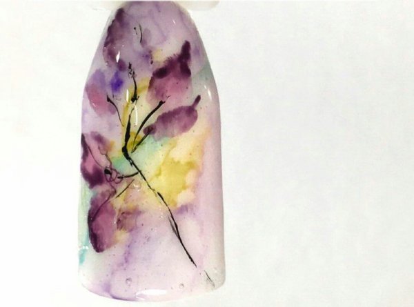 Маникюр роспись акварелью