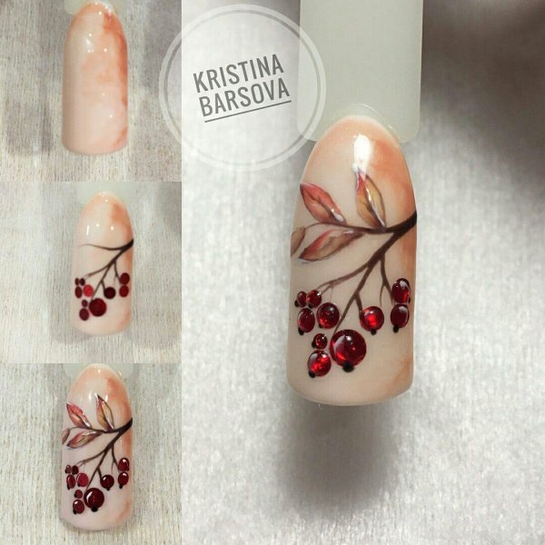 Рисование пейзажа на ногтях