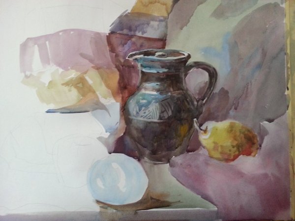 Натюрморт акварелью лессировка Академическая живопись