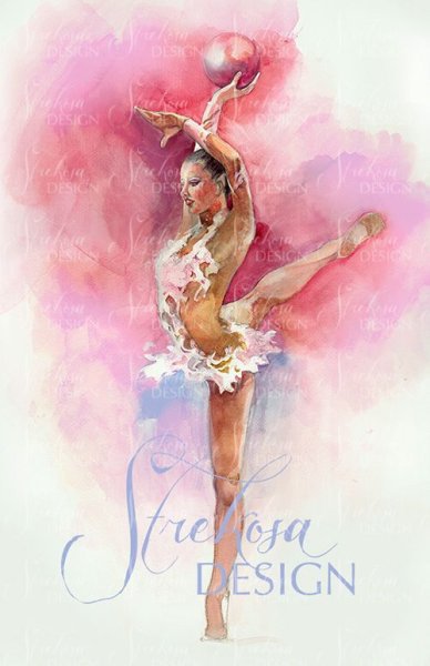 Гимнастки нарисованные акварелью