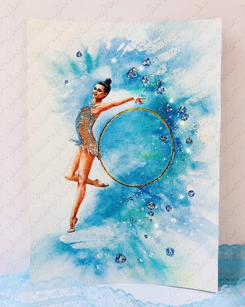 Гимнастка акварель