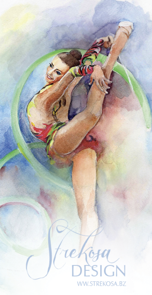 Гимнастка акварель