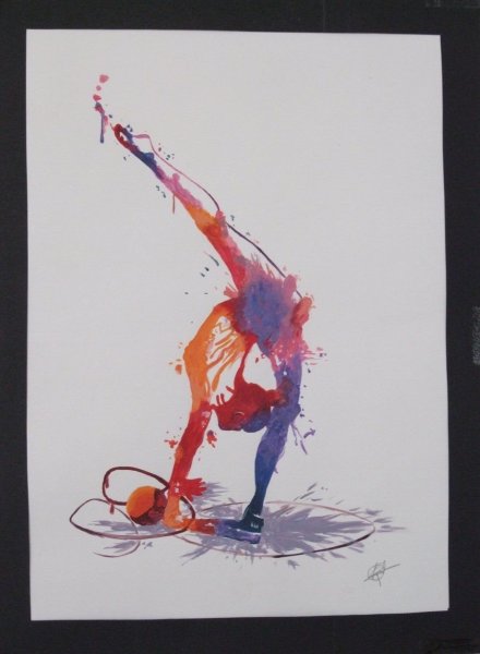 Силуэты гимнасток акварель