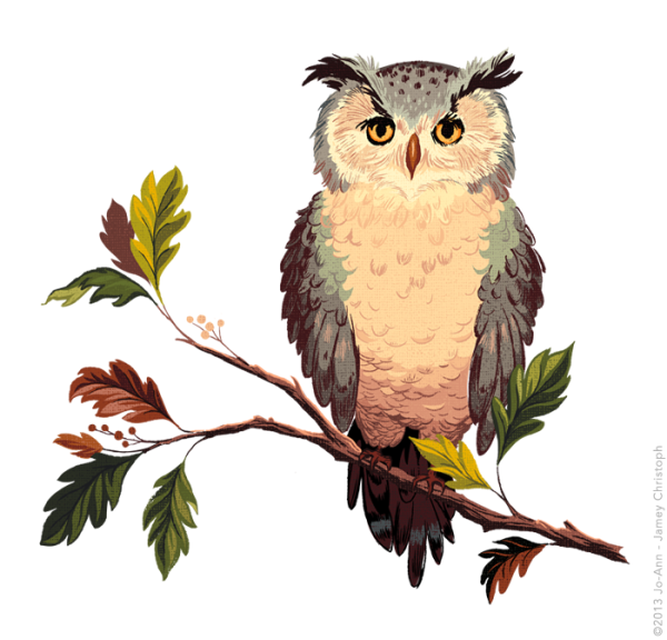 Сова акварелью