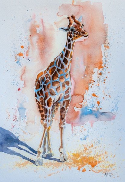 Акварельный скетч Жираф