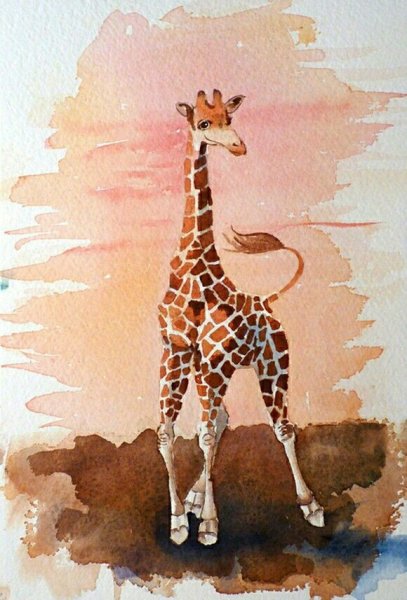 Акварельный скетч Жираф