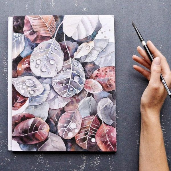 Рисование акварелью и линером