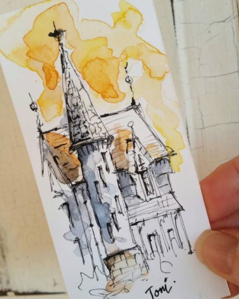 Акварель и линер