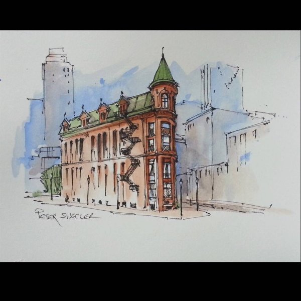 Архитектурный скетчинг акварель Питер