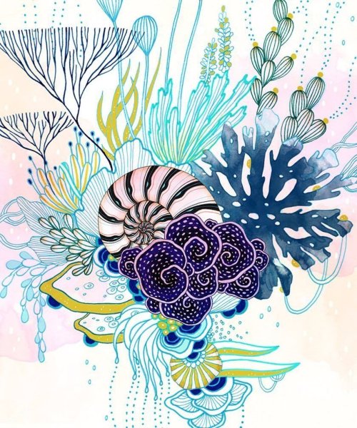 Цветы акварелью и гелевой ручкой