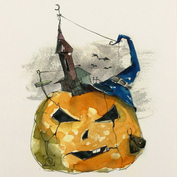 Хэллоуин акварель