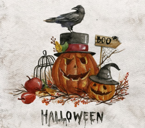 Рисунки на Хэллоуин акварелью