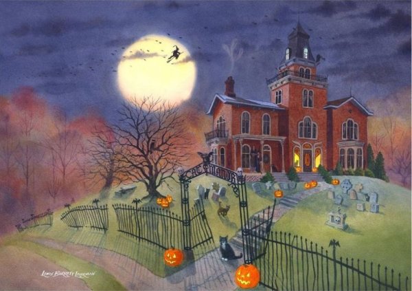 Хэллоуинские картины акварелью