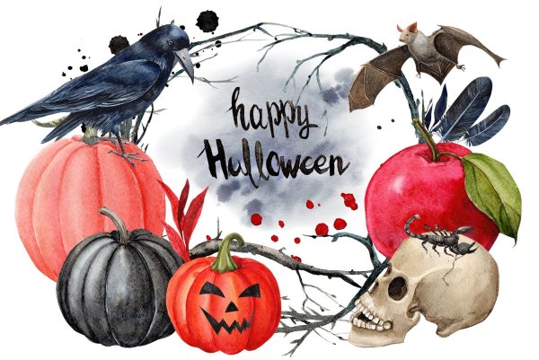 Рисунки на Хэллоуин акварелью