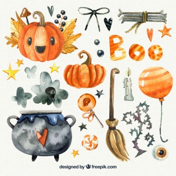 Тыковки Halloween акварель