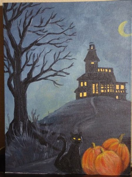Картина на Хэллоуин красками