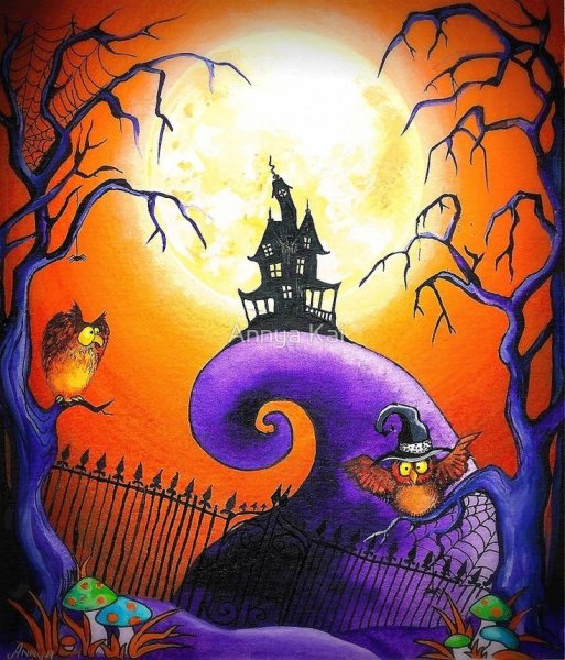 Рисунки на Хэллоуин акварелью