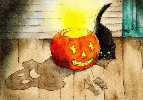 Мистические картины гуашью