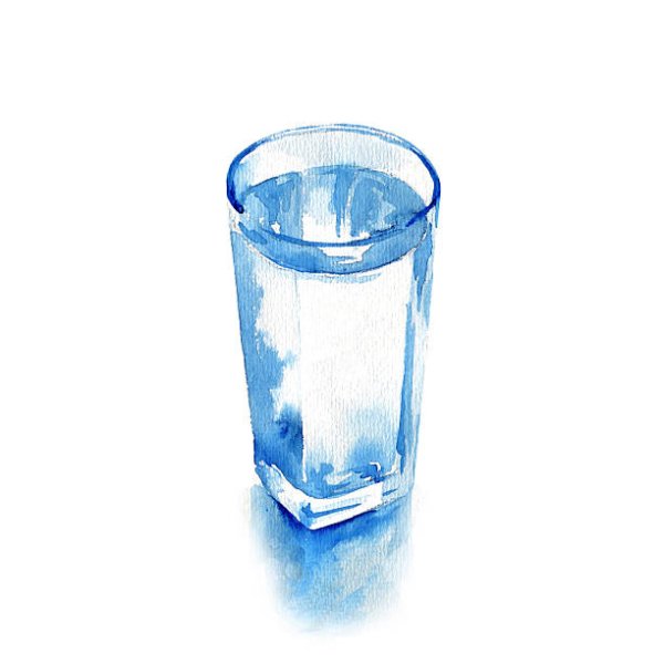 Стакан с водой акварелью