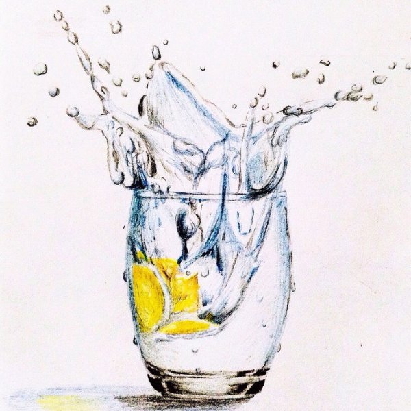 Стеклянный стакан акварелью