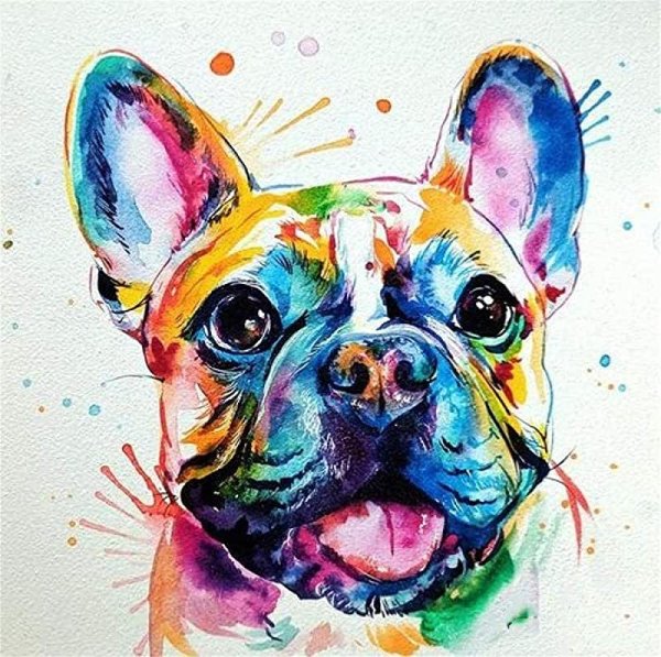 Рисунок французского бульдога акварелью в скетчбуке