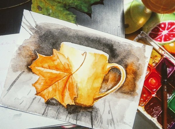 Осенние скетчи акварелью