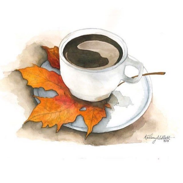 Чашка кофе акварель