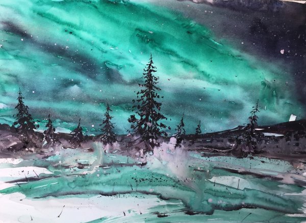 Ниткография Северное сияние