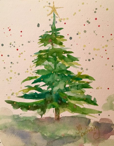 Акварельные краски елкой