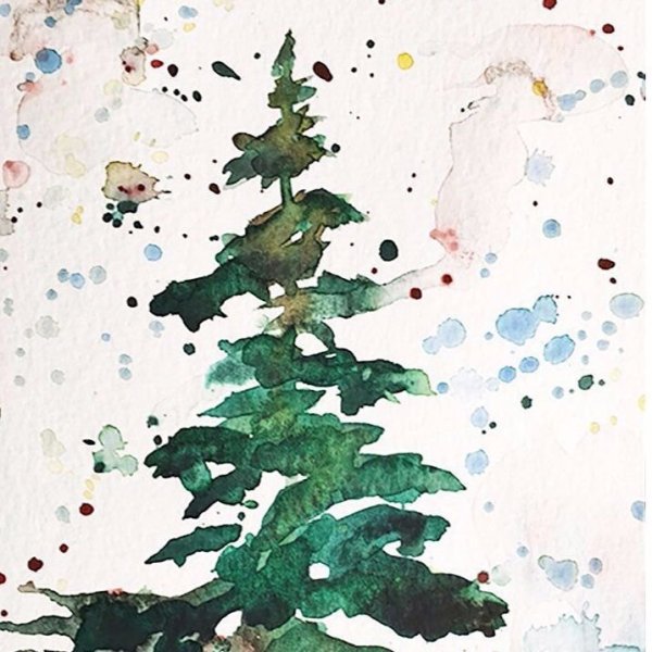 Елка акварель