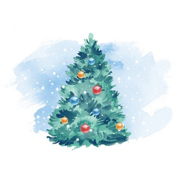 Рисование елочки акварелью