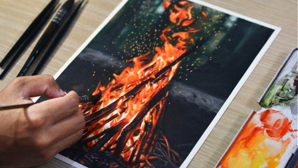 Огонь акварелью