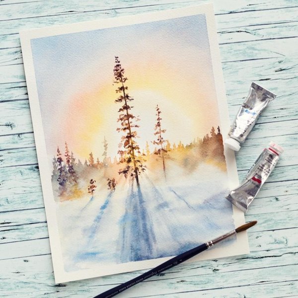 Открытки акварелью