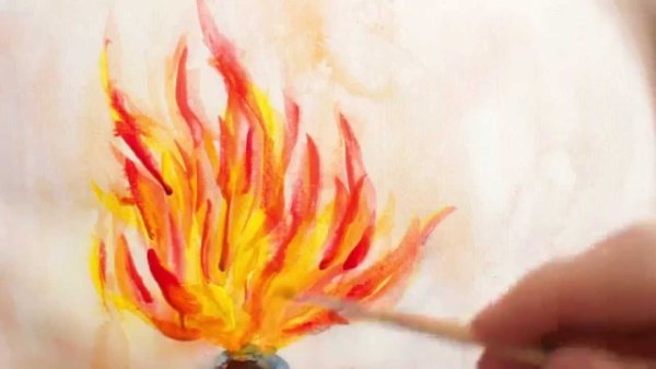 Огонь гуашью