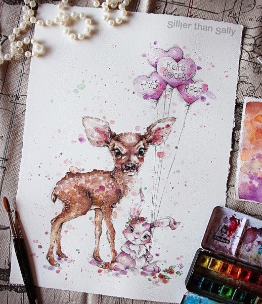 Скетчи акварелью животные