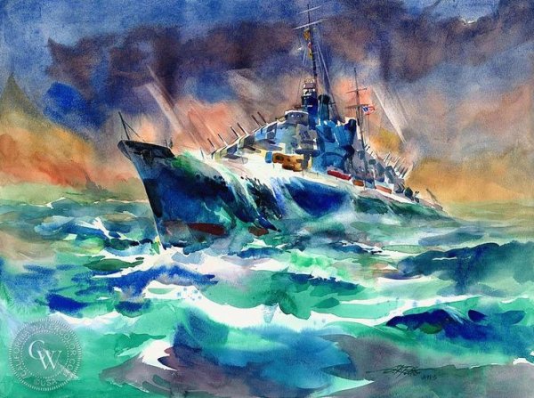 Военный корабль красками