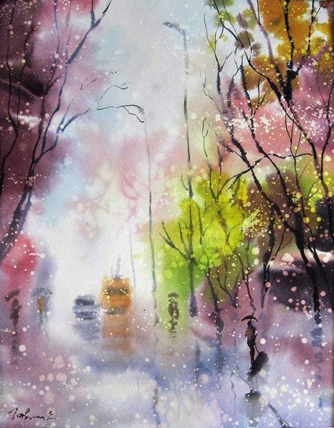 "Дождливо-осеннее.художник Евгений Гавлин картины