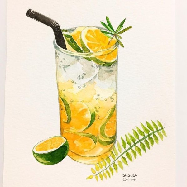 Лимонад акварельный скетч